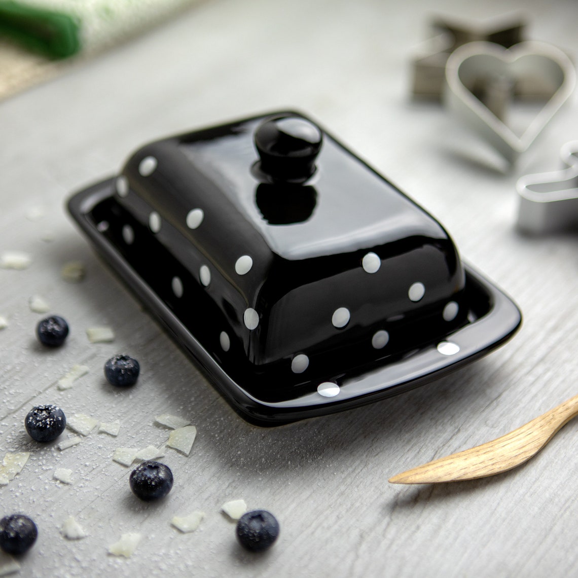 Black Covered Butter Dish With Lid Ceramic Butter Keeper Etsy UK