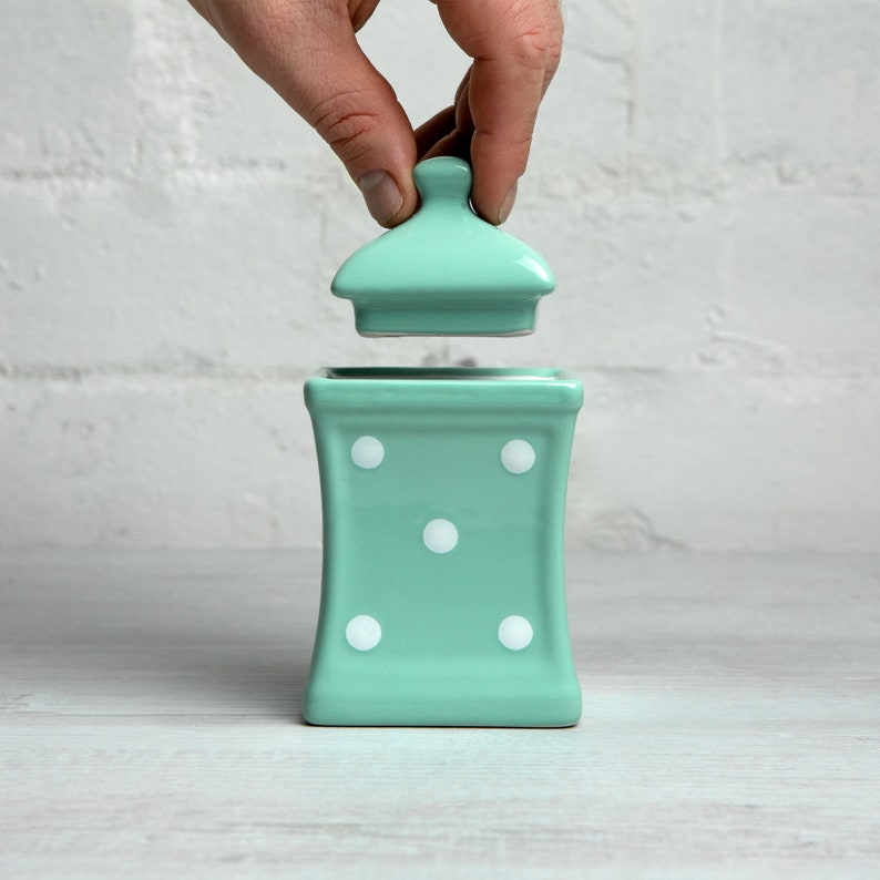 Teal Spice Jar Kitchen Canister Storage Jar Unique Etsy