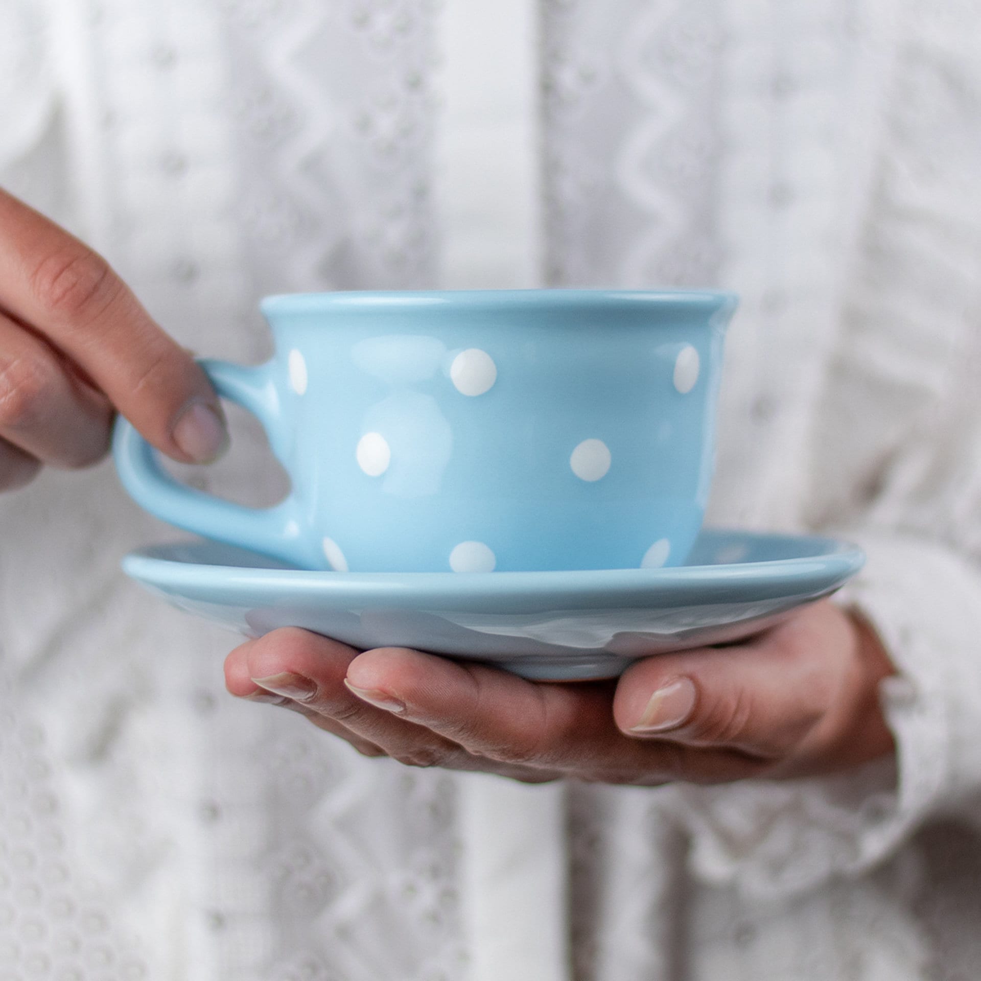 City To Cottage® Kaffeebecher – Handgemachte Keramik-Tasse Mit Polka Dots (rot/weiß), Mikrowellen- & Spülmaschinenfest