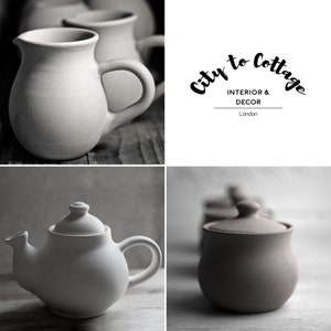 Purple Ceramic Tea Set, Handmade Teapot Set, SMALL Teapot, Milk Jug, Sugar Bowl Set, Stoneware Pottery with White Polka Dot image 9