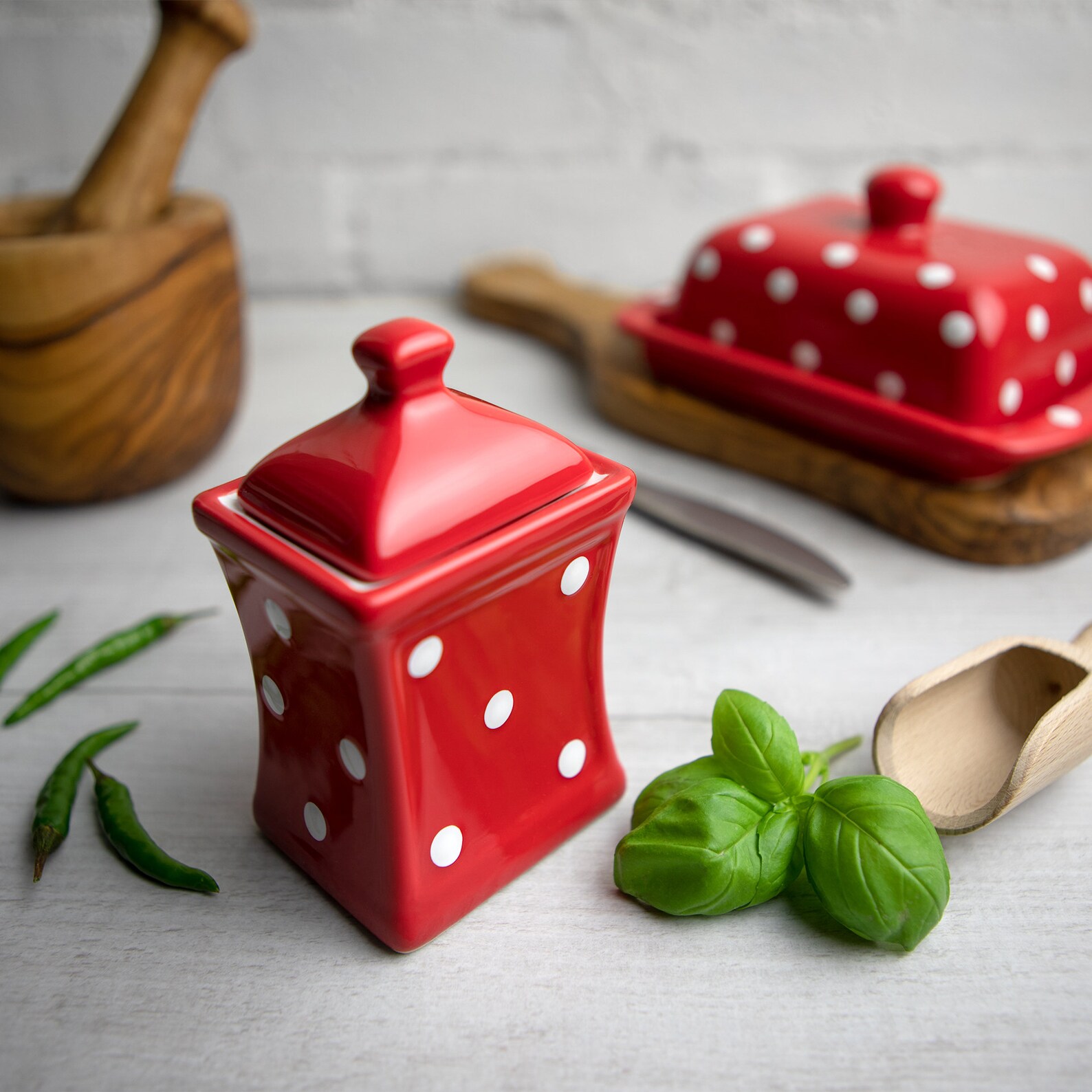 Red Spice Jar Kitchen Canister Storage Jar Unique Etsy