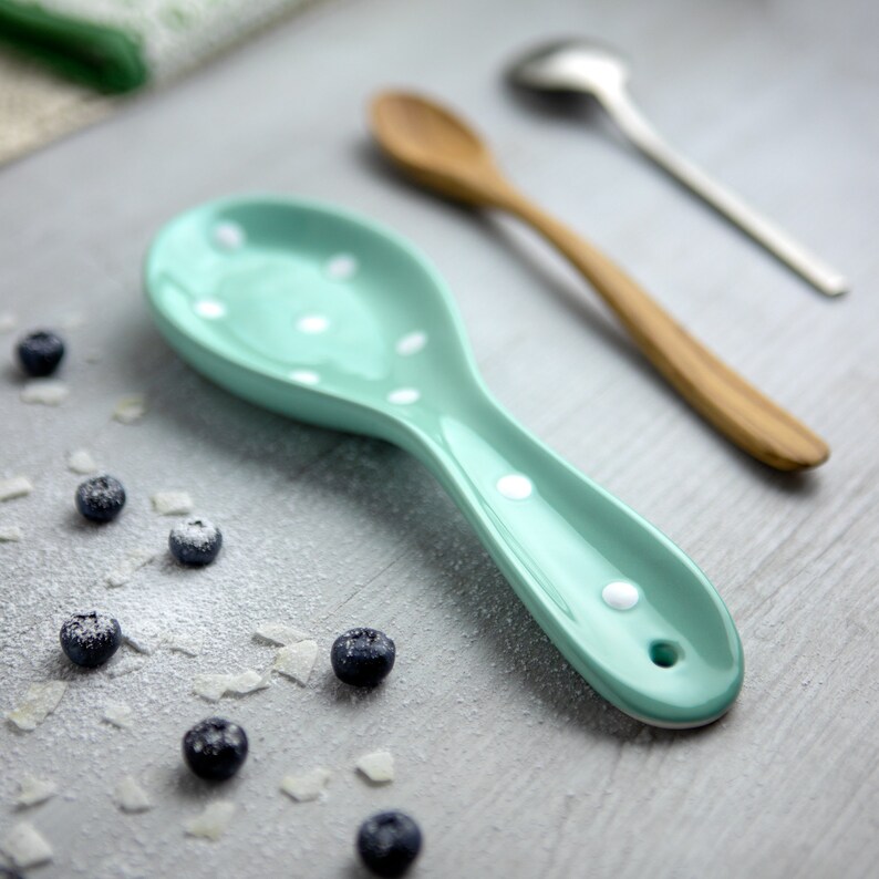 GDCZ Ceramic Spoon Rest For Stove Top - 4.75 Inches Large Spoon Holder For Kitchen Counter, White Coffee Spoon Rest, Cooking Utensil Rest