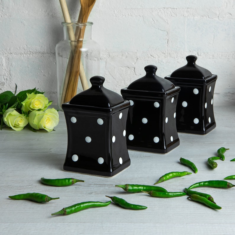 Black and White Small Spice Jars Kitchen Canisters Storage | Etsy