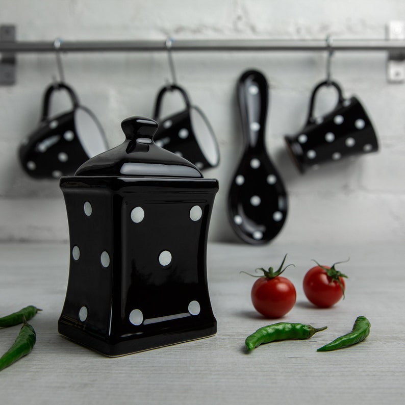 Black and White Small Spice Jars Kitchen Canisters Storage | Etsy