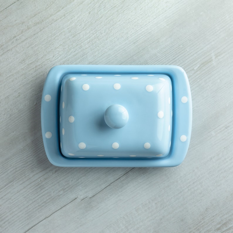 Sky Blue Covered Butter Dish With Lid Ceramic Butter Keeper Etsy UK