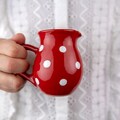 Handmade Red Polka Dot Ceramic Milk Jug, Creamer