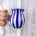 Handmade Ceramic Creamer, Navy Blue Stripe Pitcher, Coastal Decor