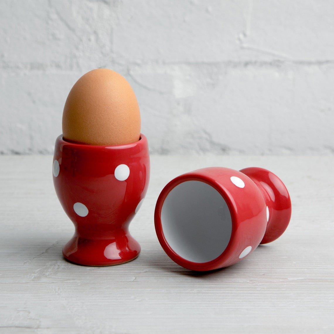 Egg Holder Egg Cup Set Ceramic Egg Holder Red and White Etsy