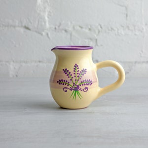 Ceramic Milk Jug, Creamer, Gravy Jug, Purple Lavender Floral, Handmade Pottery, Stoneware Small Pitcher Jug, Tea, Coffee Lovers Gift, image 6