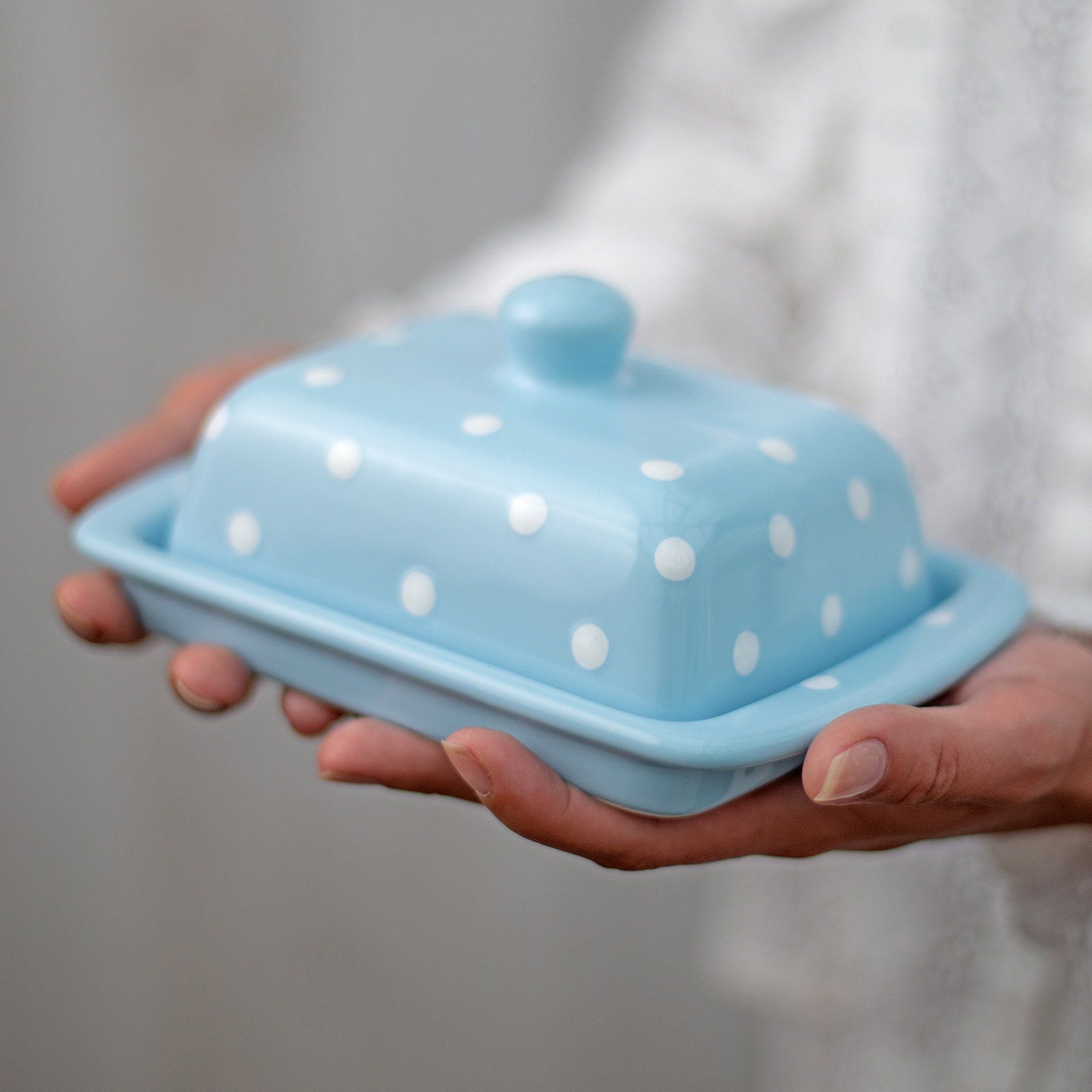 Sky Blue Covered Butter Dish With Lid Ceramic Butter Keeper Etsy UK