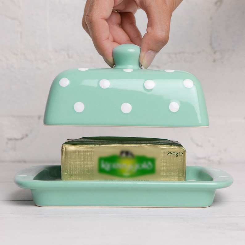 Teal Covered Butter Dish with Lid Ceramic Butter Keeper Etsy