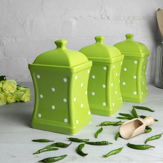 Lime green tea coffee and sale sugar canisters