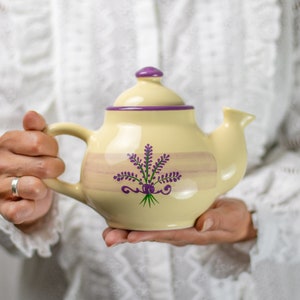 Lavender Floral Ceramic Teapot, Handmade Pottery Tea Pot, for 1-2 CUP Purple, Unique Stoneware, Housewarming Gift for Tea Lovers