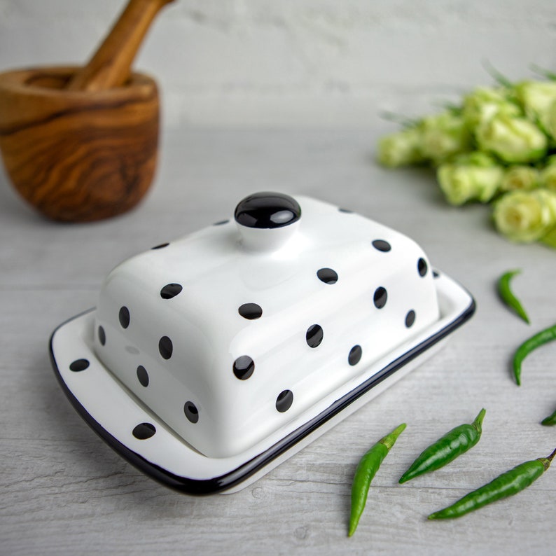White Covered Butter Dish With Lid Ceramic Butter Keeper Etsy