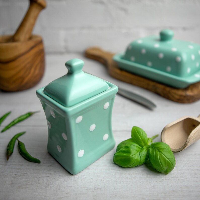 Teal Spice Jar Kitchen Canister Storage Jar Unique Etsy