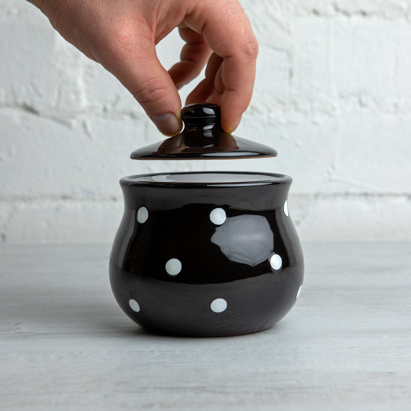 Black Honey Pot Sugar Bowl With Lid Handmade Ceramic Etsy