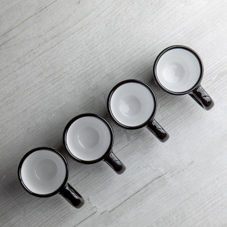 Black Ceramic Espresso Cup Set of Four Espresso Cups White Etsy