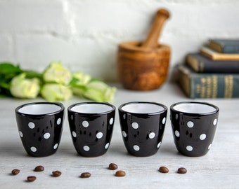 Set 4 Tazzine Espresso In Porcellana Con Motivi Neri - Design Moderno, 100ml - Foto 14