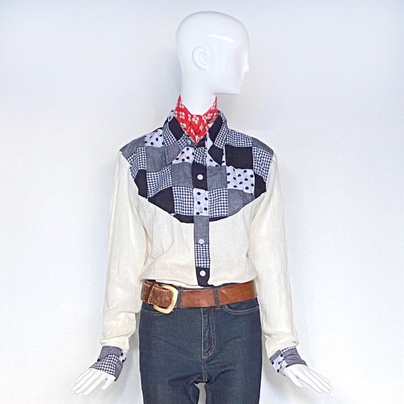 70s Patchwork Yoke Shirt | Unisex