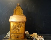 Antique Provencal French SALT BOX. Wall Hanging Kitchen Storage .