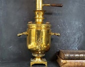 Large Russian Samovar Stamped and Numbered. 19th Russian Brass Samovar Teapot