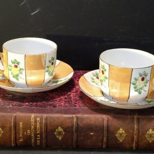Vintage Lusterware Tee Tassen Set: Schillerndes asiatisches Porzellan