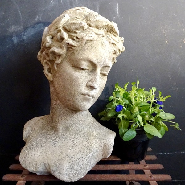 Antique Venus / Aphrodite  Cast Stone Bust Head Statue. Greek/ Roman Goddess Statue .