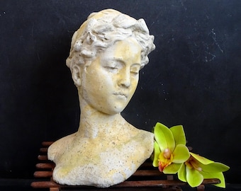 Antique Venus / Aphrodite Cast Stone Bust Head Statue. Greek/ Roman Goddess Statue