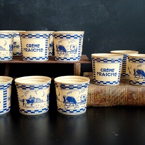 Envases de Cartón Encerado Vintage "Creme Fraiche". Ollas o frascos vintage franceses para la decoración de la cocina