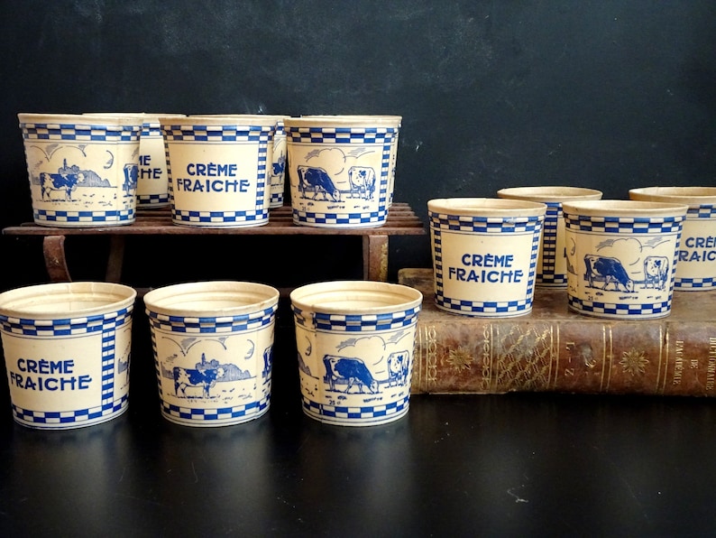 Vintage Waxed Cardboard Creme Fraiche Containers. Etsy