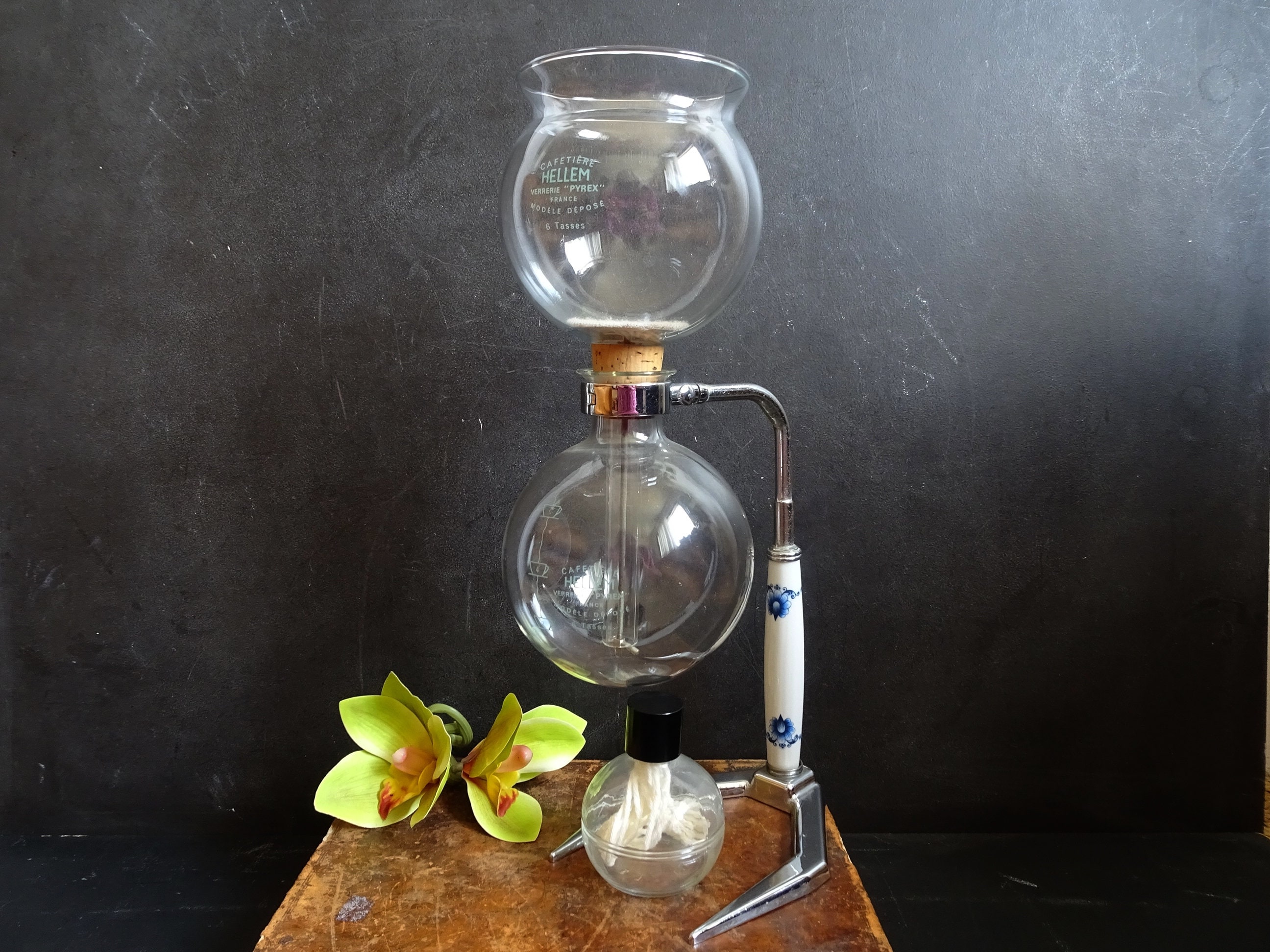 Vintage french cafetiere Hellem / Vacuum coffee maker Coffee siphon / glass  siphon coffee brewer and filter holder