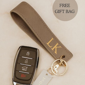 Personalised Wristlet Keyring, Strap Keyring, Initial Keyring, New Car Gift, Housewarming Gift, New Job Gift, Faux Leather Keyring