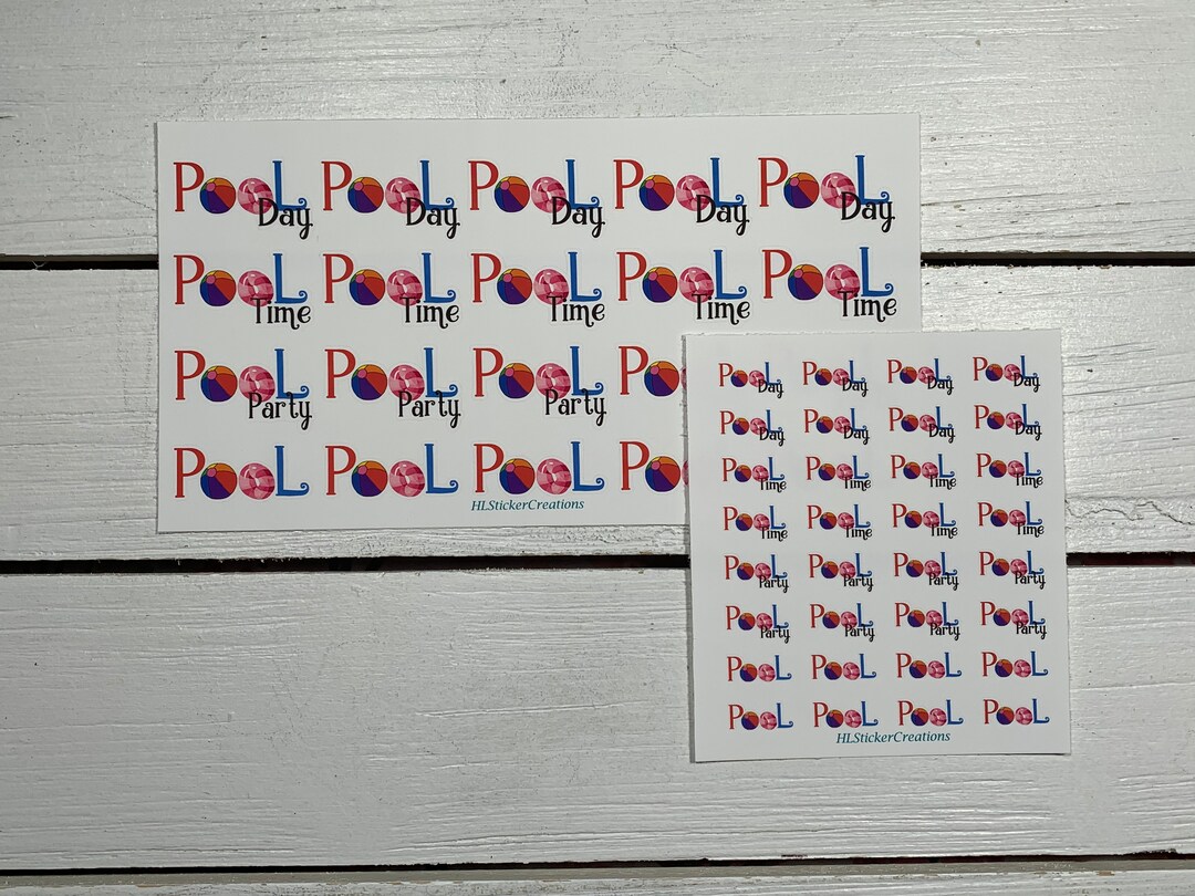 Pool Stickers, Pool Time, Pool Party, Pool, Summer, Mini, Medium, Fun ...