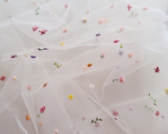 Multicoloured, Colourful Flower Veil, Hand Embroidered Veil, Embroidered Veil, Floral Veil