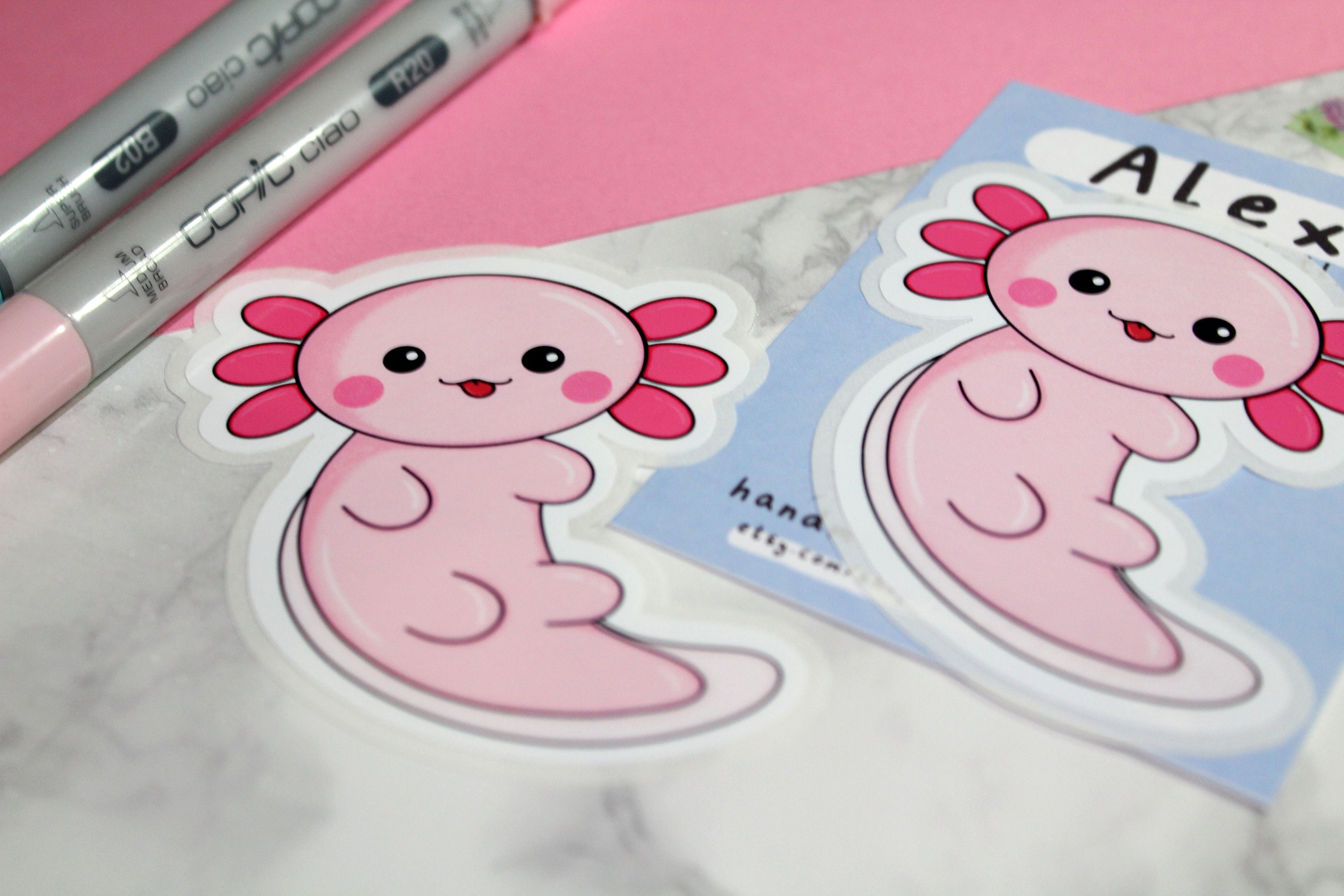 Axolotl Vinyl Sticker/ Cute Animal Laptop Sticker/ Alexi the Etsy