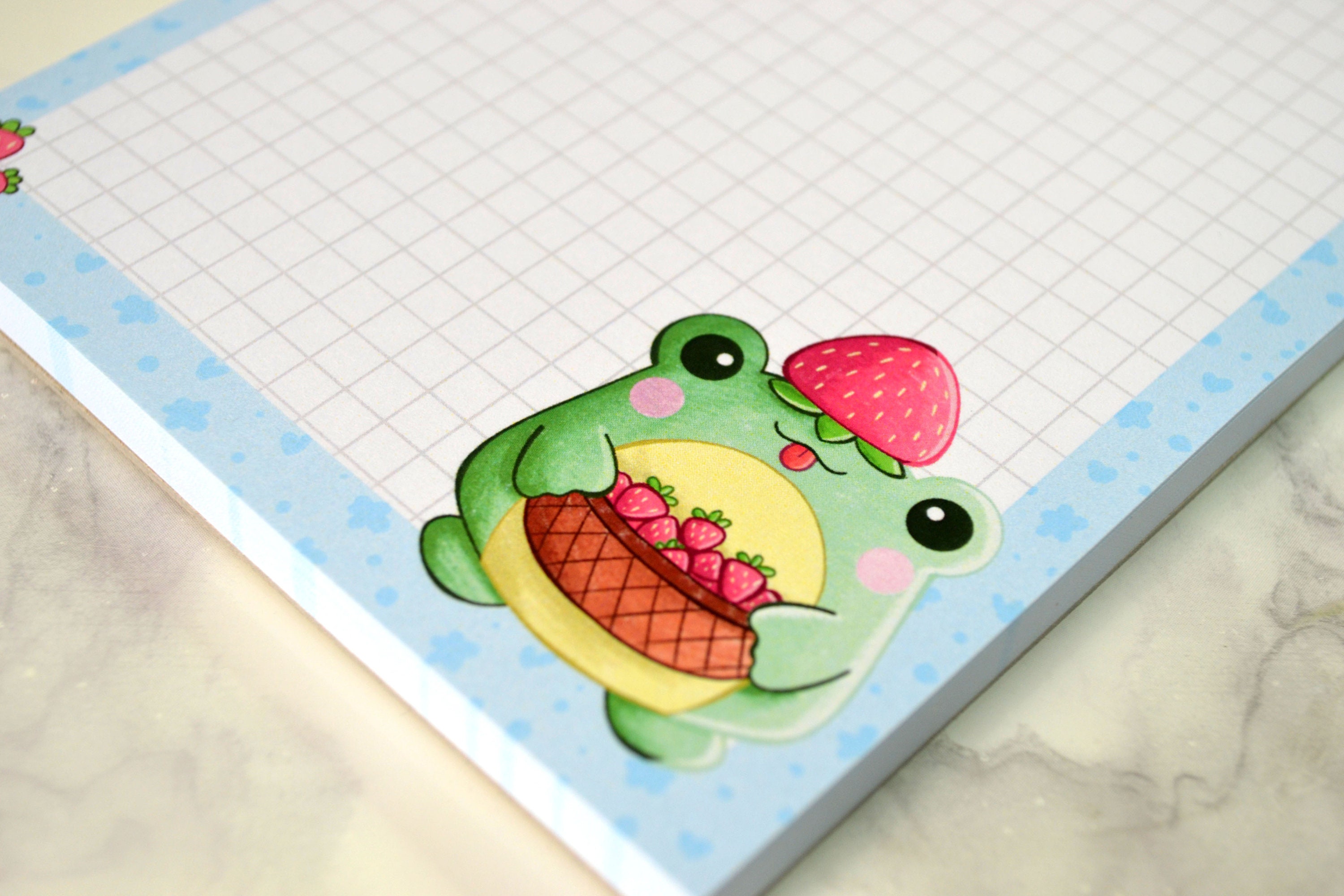 Strawberry Frog Note Pad / Kawaii Animal List Pad / A6 Desk | Etsy