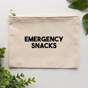 Emergency Snacks Zipper Pouch - Emergency Snacks Bag - Snack Pouch - Emergency Candy Zipper Pouch - Snack Bag  - Canvas Zipper Pouch