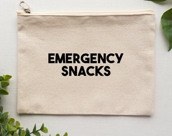 Emergency Snacks Canvas Zipper Pouch - Travel Snack Bag
