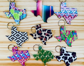 Texas State Acrylic Keychain: Custom Patterned Texas Pride