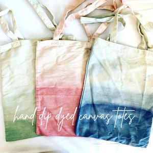 Dip Dyed Canvas Totes - Reusable Canvas Tote - Reusable Bag - Tie Dye Bag - Tie Dye Canvas Tote - Hand Dip Dyed Canvas Tote