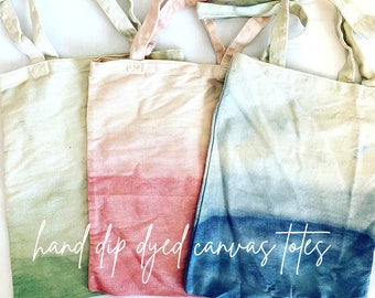 Dip Dyed Canvas Totes - Reusable Canvas Tote - Reusable Bag - Tie Dye Bag - Tie Dye Canvas Tote - Hand Dip Dyed Canvas Tote