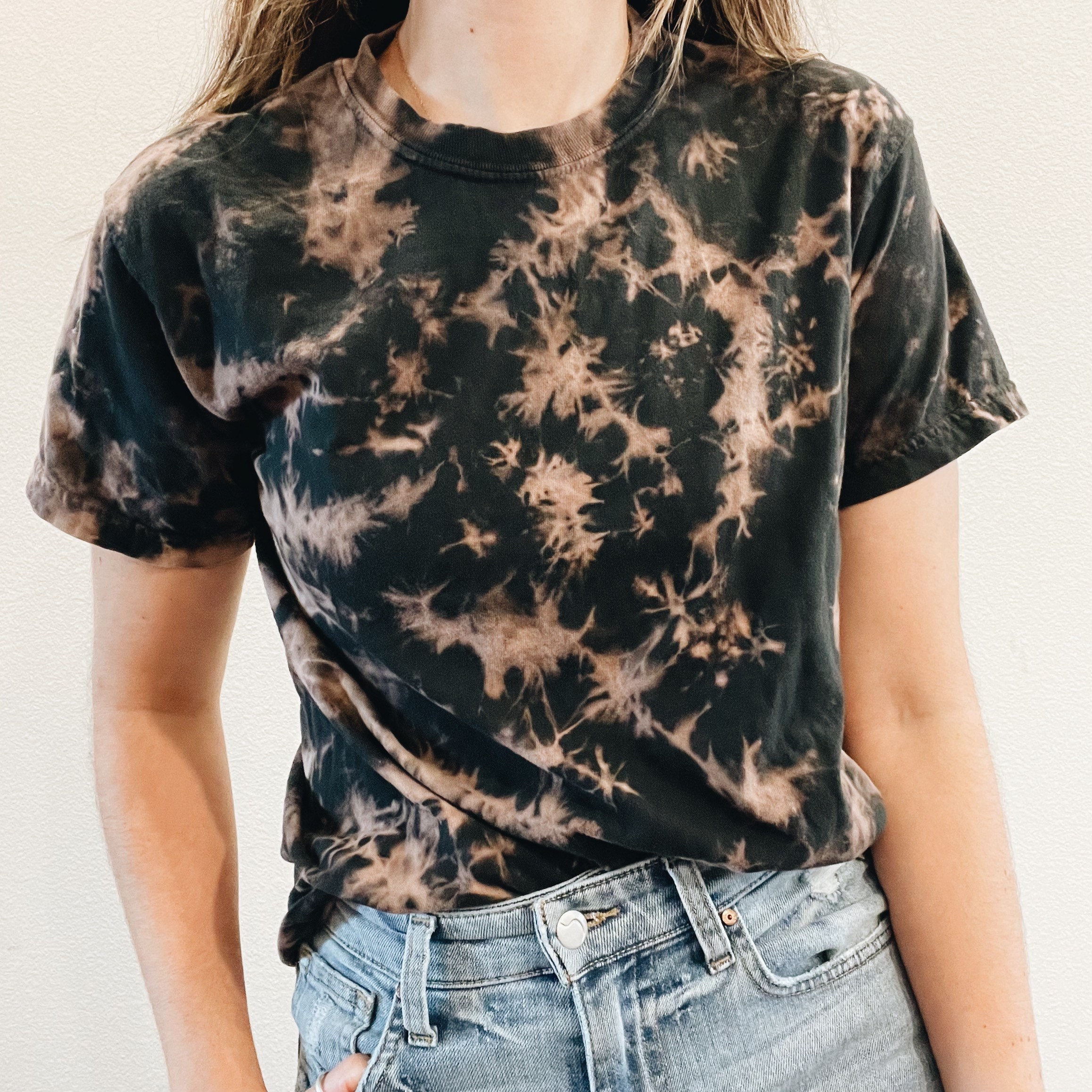 Black Bleach Dye Tshirt Bleach Dye Shirt Bleached Shirt Etsy