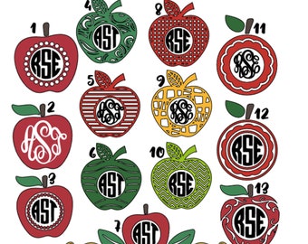 Monogram Apple Decal-Apple Name Decal-Teacher Decal-Teacher Sticker-Back to School-Monograms-Personalized School Supplies-Teacher Gift