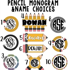 Monogram Pencil Decal-Pencil Name Decal-Teacher Decal-Teacher Sticker-Back to School-Monograms-Personalized School Supplies-Teacher Gift