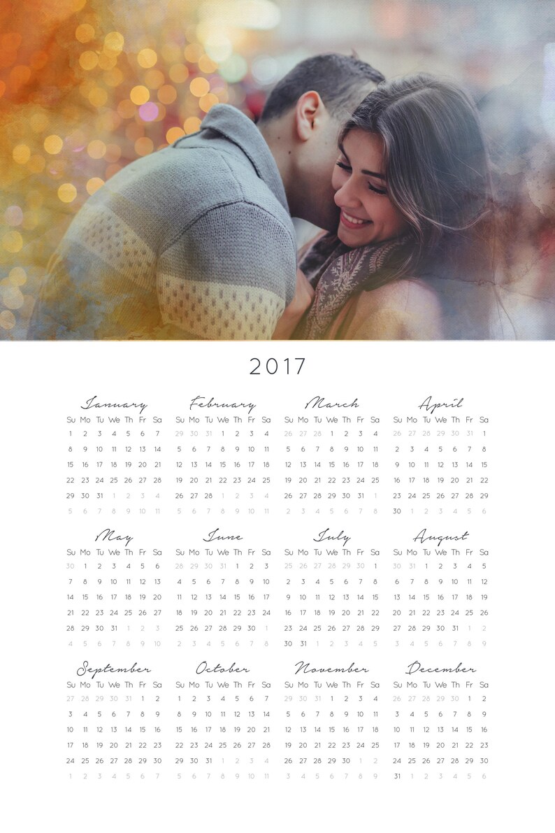 2017 2018 Calendar Template 12x18 Photo Large Wall Etsy