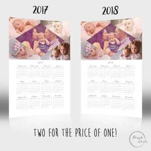2017 2018 Calendar Template 12x18 Photoshop Simple Wall Calendar, Family Calendar, 12 Month Calendar Printable Digital download 1109 image 3
