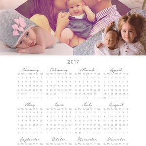 2017 2018 Calendar Template 12x18 Photoshop Simple Wall Calendar, Family Calendar, 12 Month Calendar Printable Digital download 1109 image 4