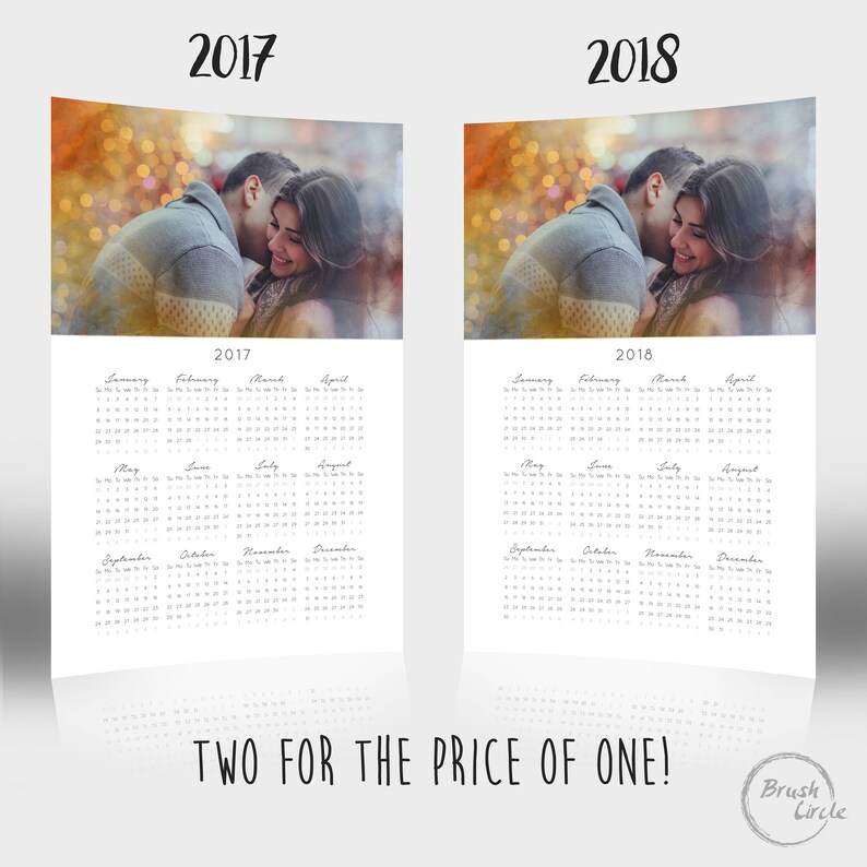 2017 2018 Calendar Template 12x18 Photo Large Wall Etsy