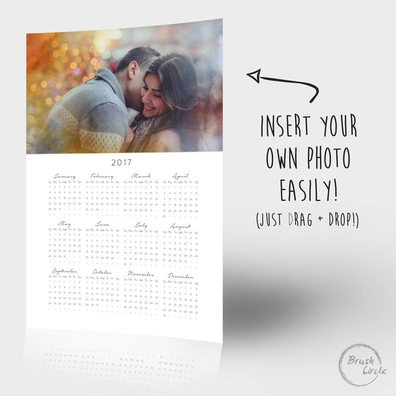 2017 2018 Calendar Template 12x18 Photo Large Wall Etsy