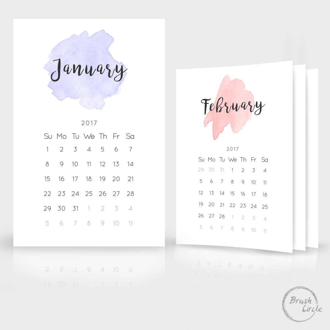 2017 2018 Calendar Template 12x18 Photo Simple Wall Calendar, Modern